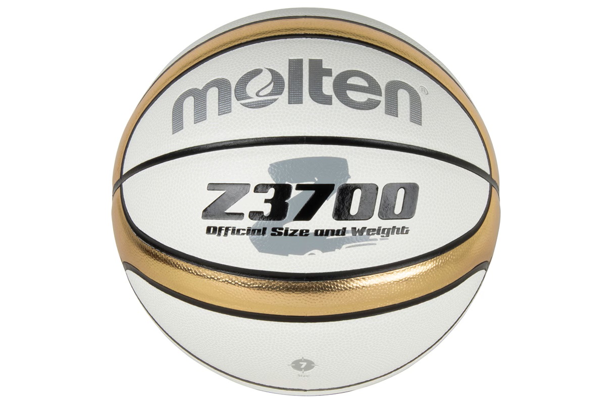 【ネーム加工可】バスケットボール7号球 合成皮革（ホワイト/ゴールド）B7Z3700-WZ