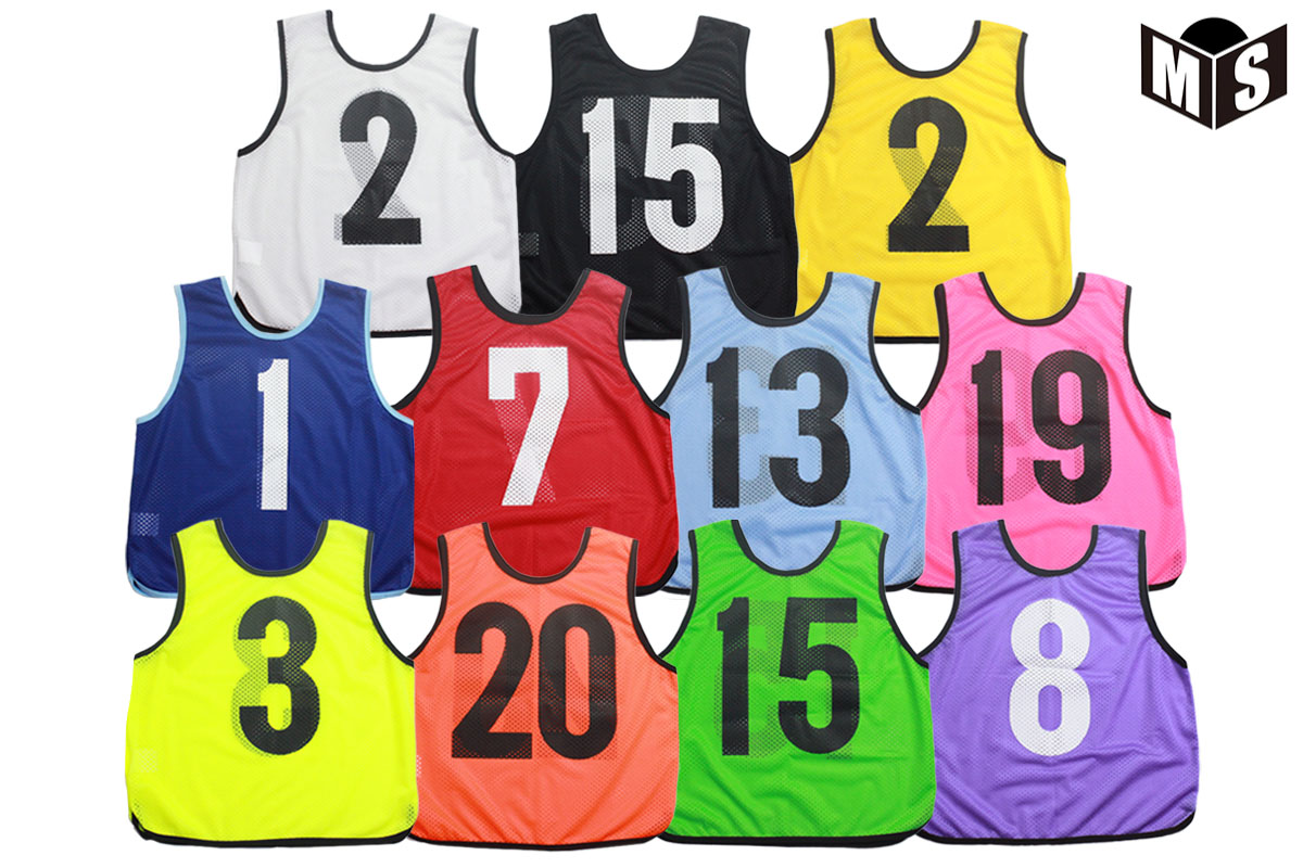 【ジュニア・大人サイズ展開】【受注生産　納期約4週間】 MZ前後番号入りカラービブス ゲームベスト 21～99番【BIBUSU】※1枚あたりの金額です。